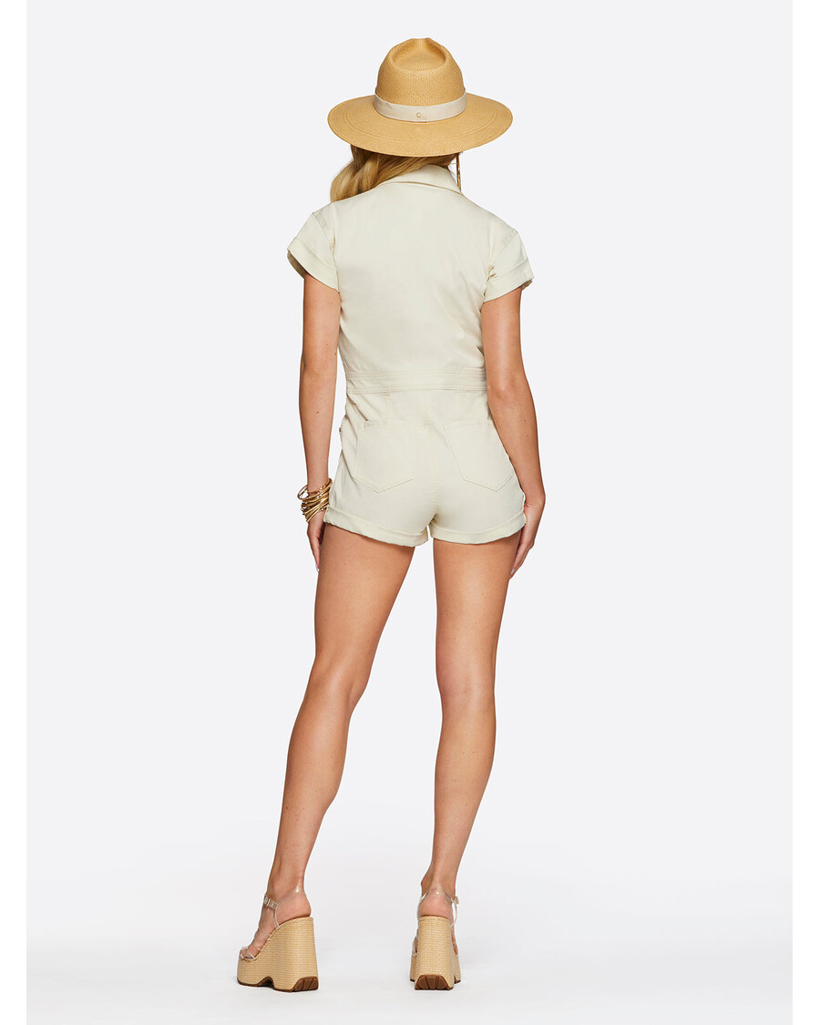 Jessica Simpson Lorelai Denim Romper in Parchment