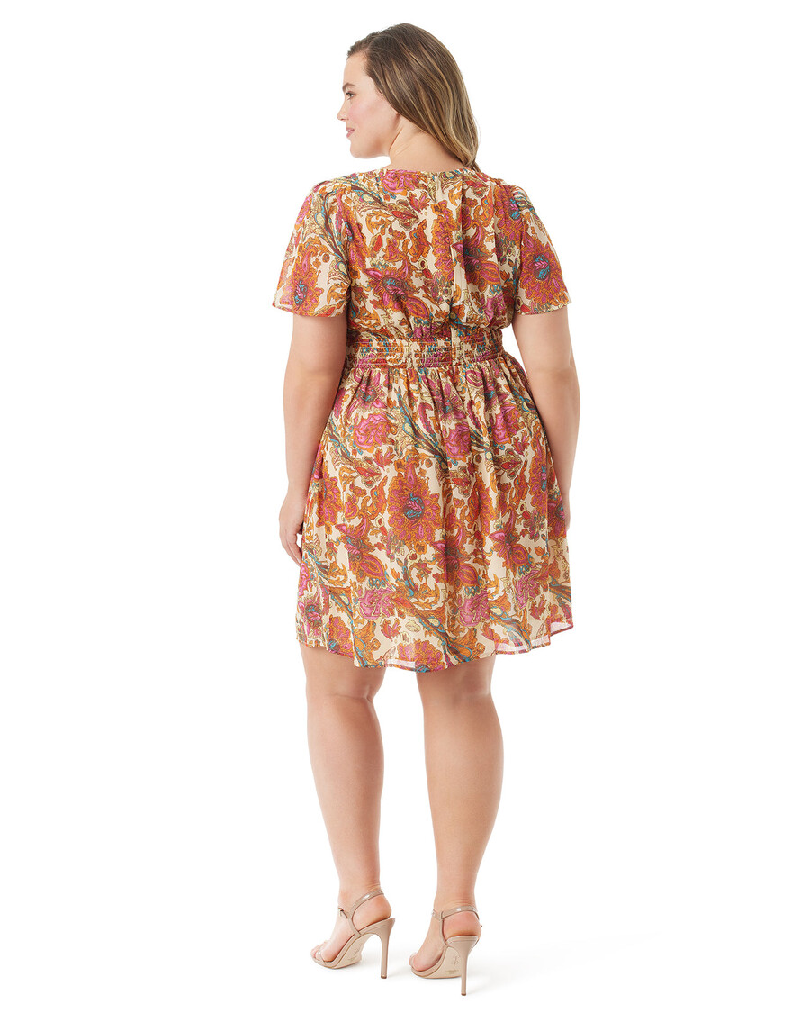 Jessica Simpson Vilma Rochie Nasturi In Fata Din Caise Serbet Paisley