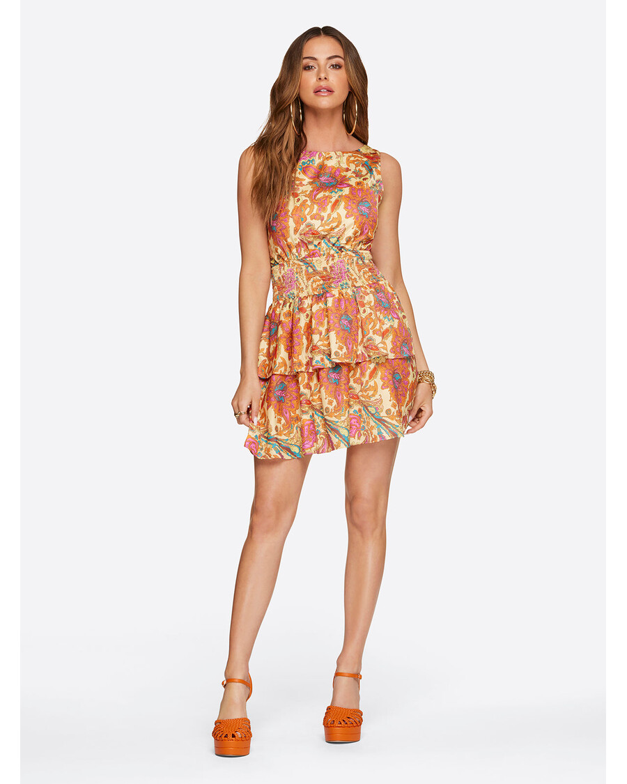 Jessica Simpson Illora Odstupňované Minišaty V Meruňkovém Sherbet Paisley