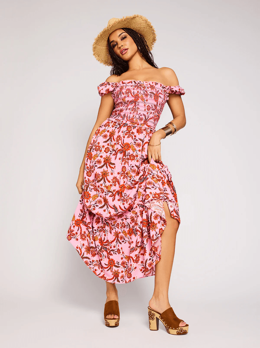 Jessica Simpson Clarice Maxi Dress in Rosebloom Wild Jacobeans Rosebloom- Wild Jacobeans