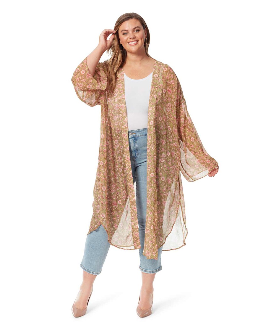 Jessica Simpson Blaine Kimono in Boa Botanical Dots