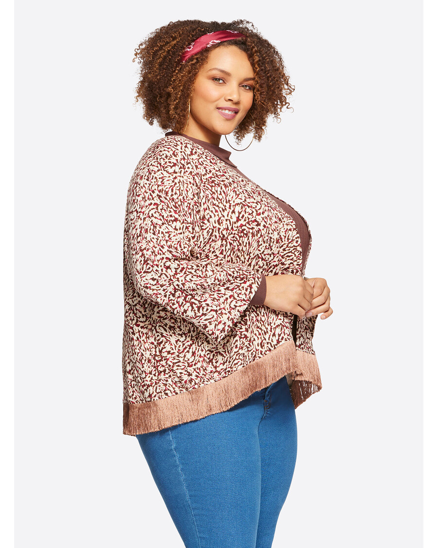 Jessica Simpson Anya Cropped Duster V Kamuflažni Leopard Barvi