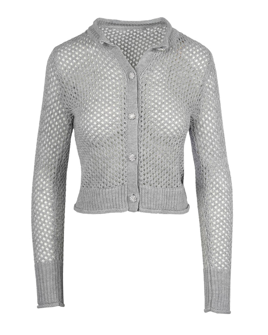 Jessica Simpson Bianka Cardigan in Metallic Silver