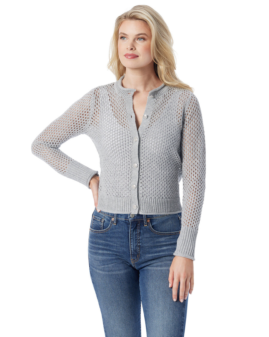 Jessica Simpson Bianka Cardigan in Metallic Silver