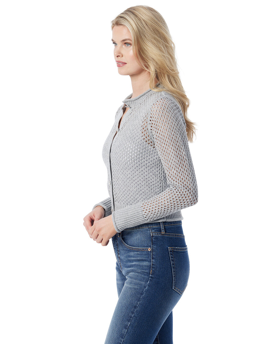 Jessica Simpson Bianka Cardigan in Metallic Silver