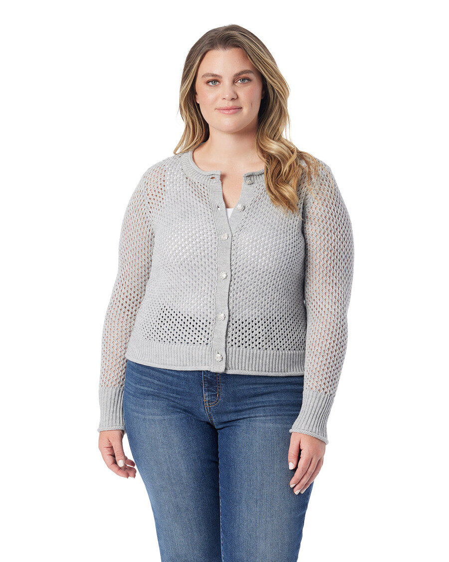 Jessica Simpson Bianka Cardigan in Metallic Silver