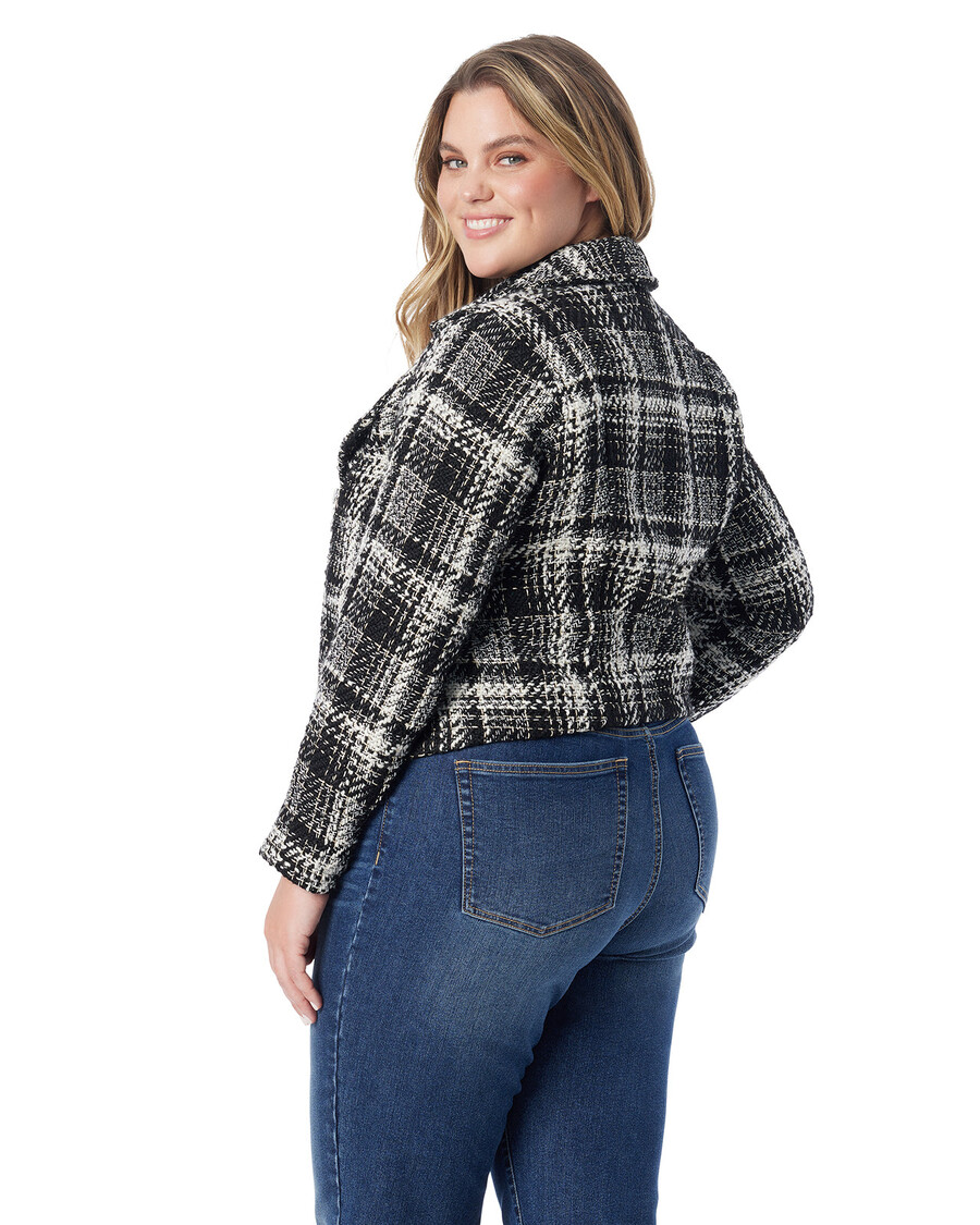 Jessica Simpson Biker Jacket in Black & White Tweed