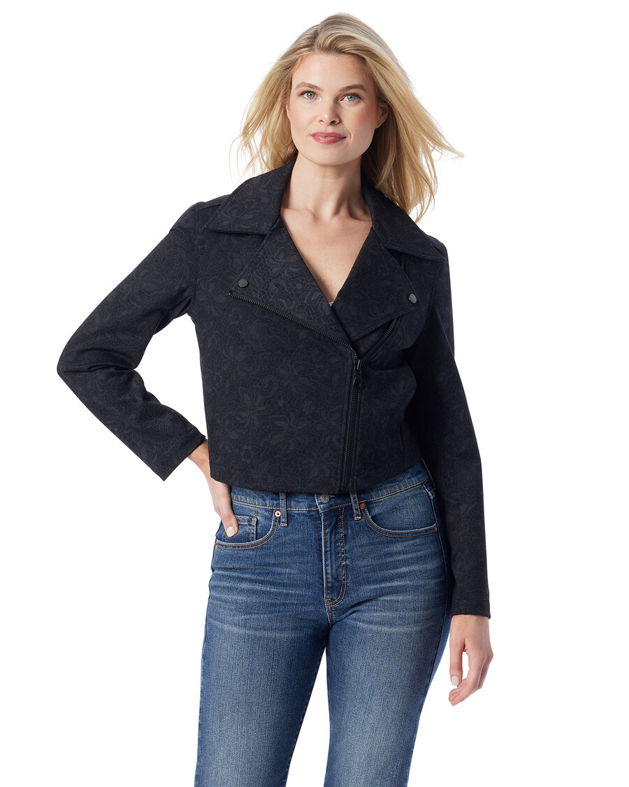 Jessica Simpsoni Must Nööriga Lilleline Biker Jope