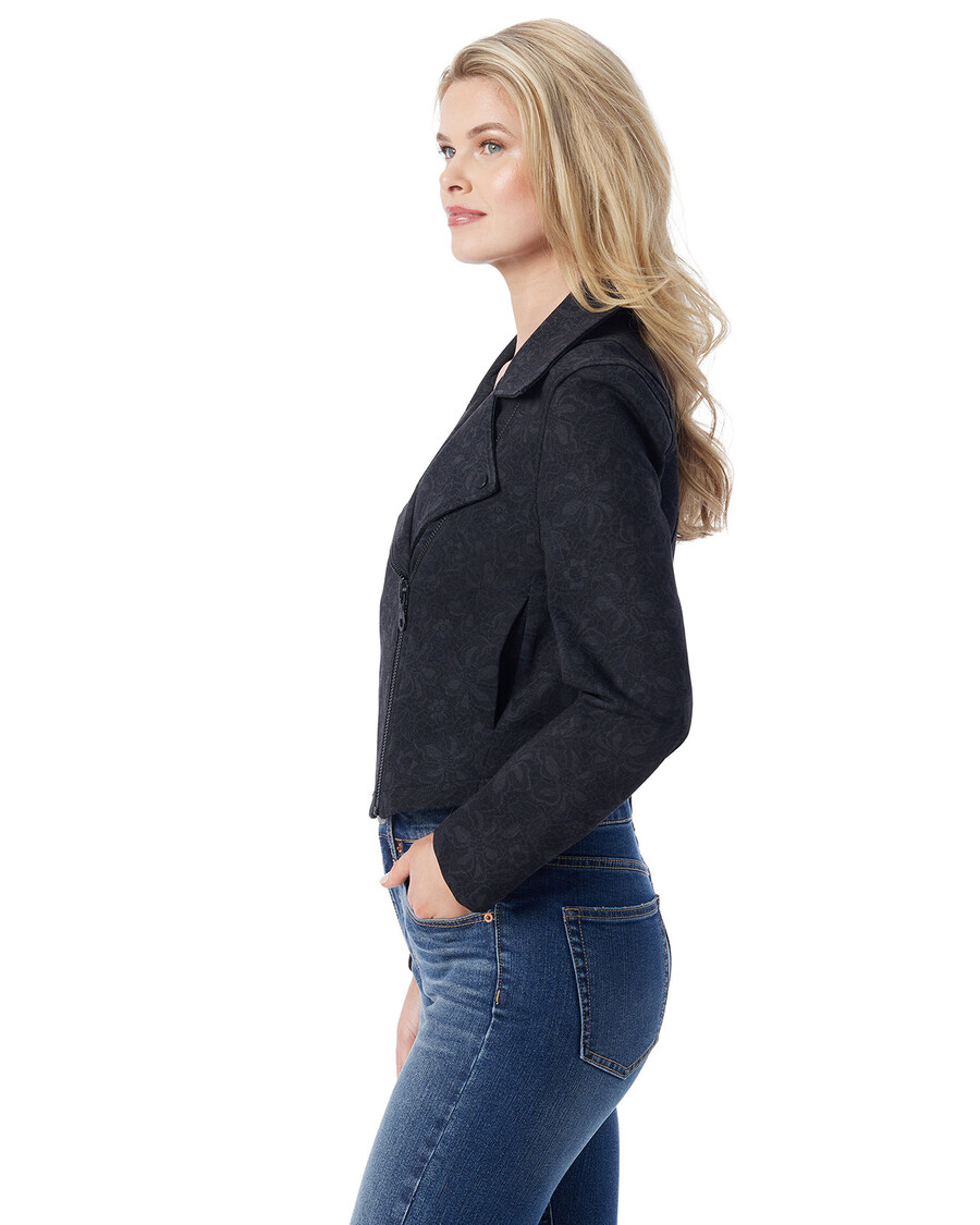 Jessica Simpsoni Must Nööriga Lilleline Biker Jope