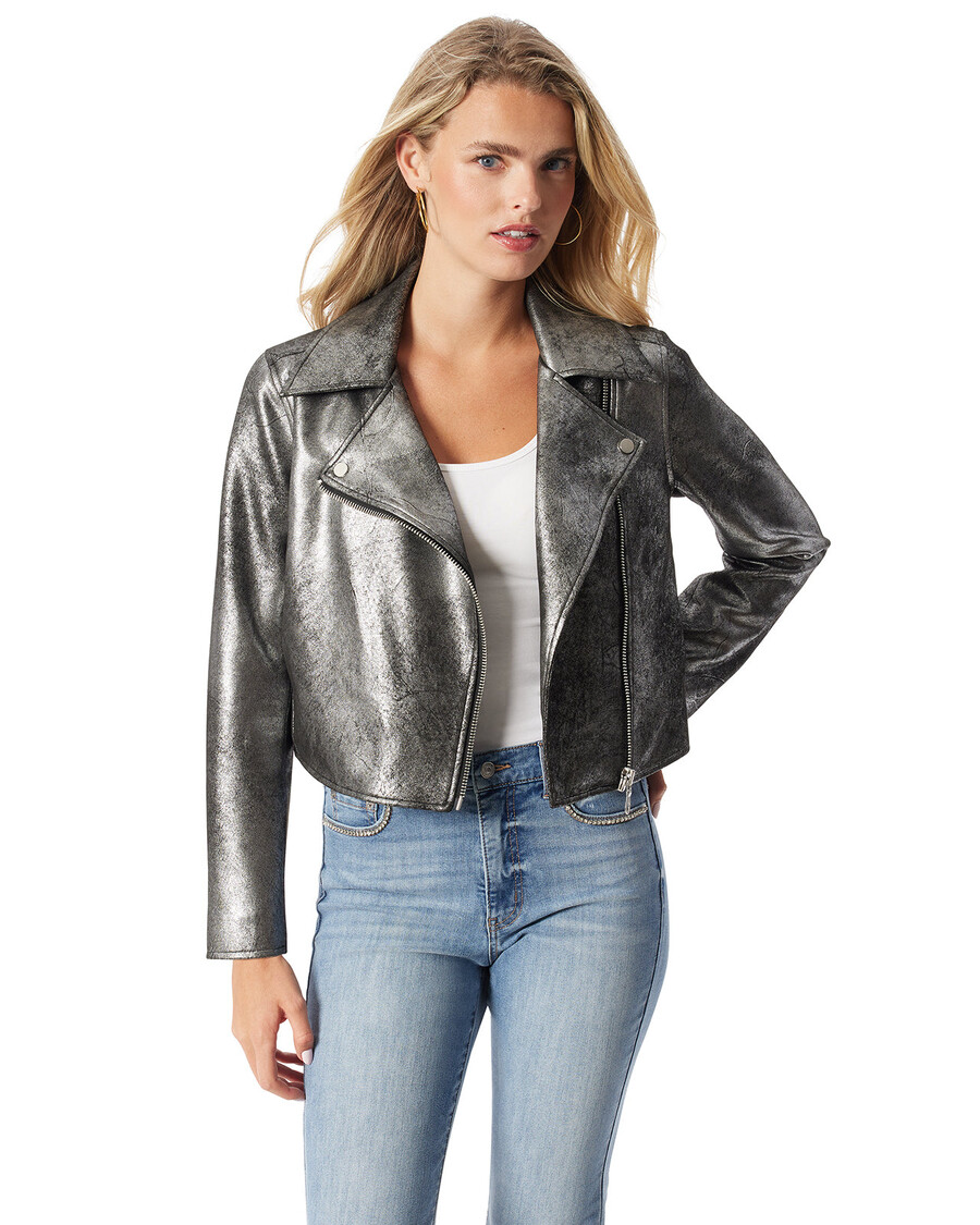 Biker Jacket Jessica Simpson σε ασημί μαύρο