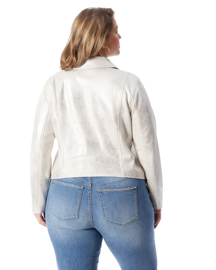 Jessica Simpson Bikerjakke I Sølvkrem