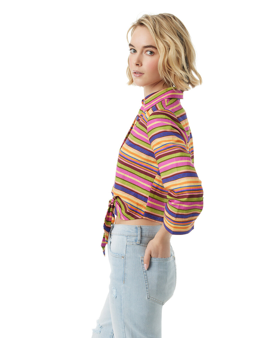 Jessica Simpson Wisteria Tie Front Top in Rainbow Stripe