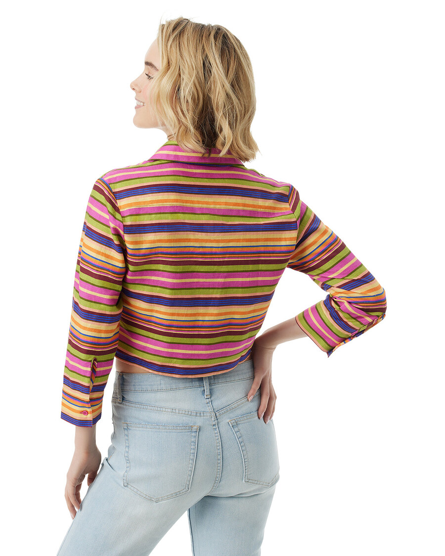 Jessica Simpson Wisteria Tie Front Top in Rainbow Stripe