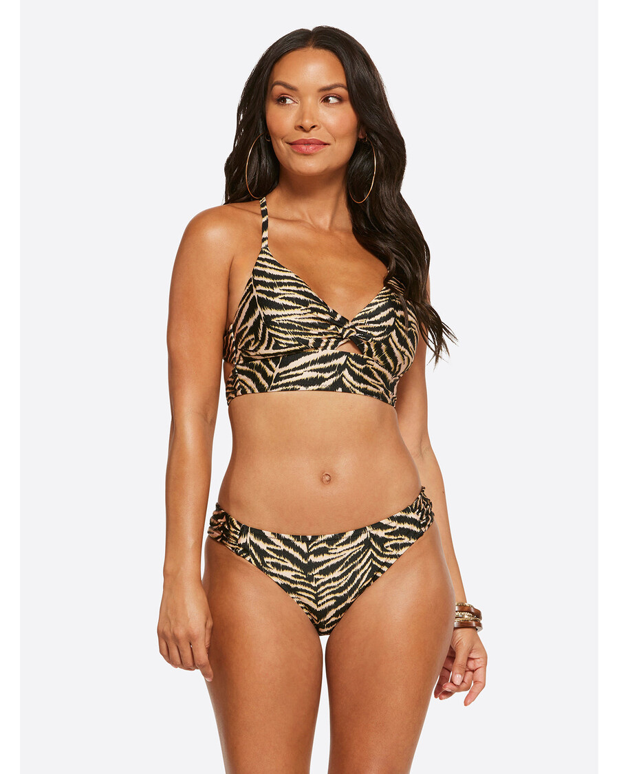 Jessica Simpson Eazy Zebra – Czarna Koszulka Na Ramiączkach Z Przekręcanym Przodem I Wieloma Elementami