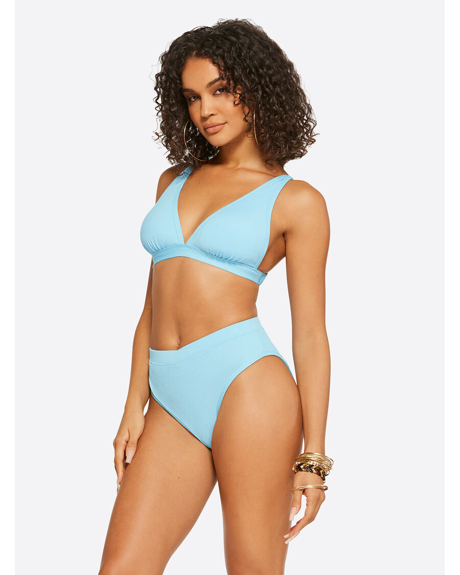 Jessica Simpson Textured Solids Full Support Triangle Bra in Sky