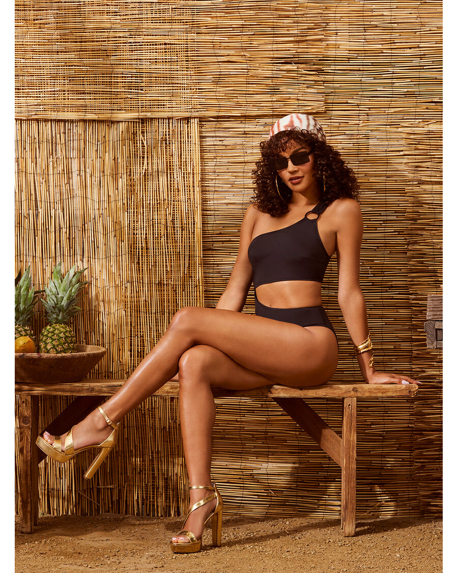 Jessica Simpson Solid Cut Out One Piece in Black