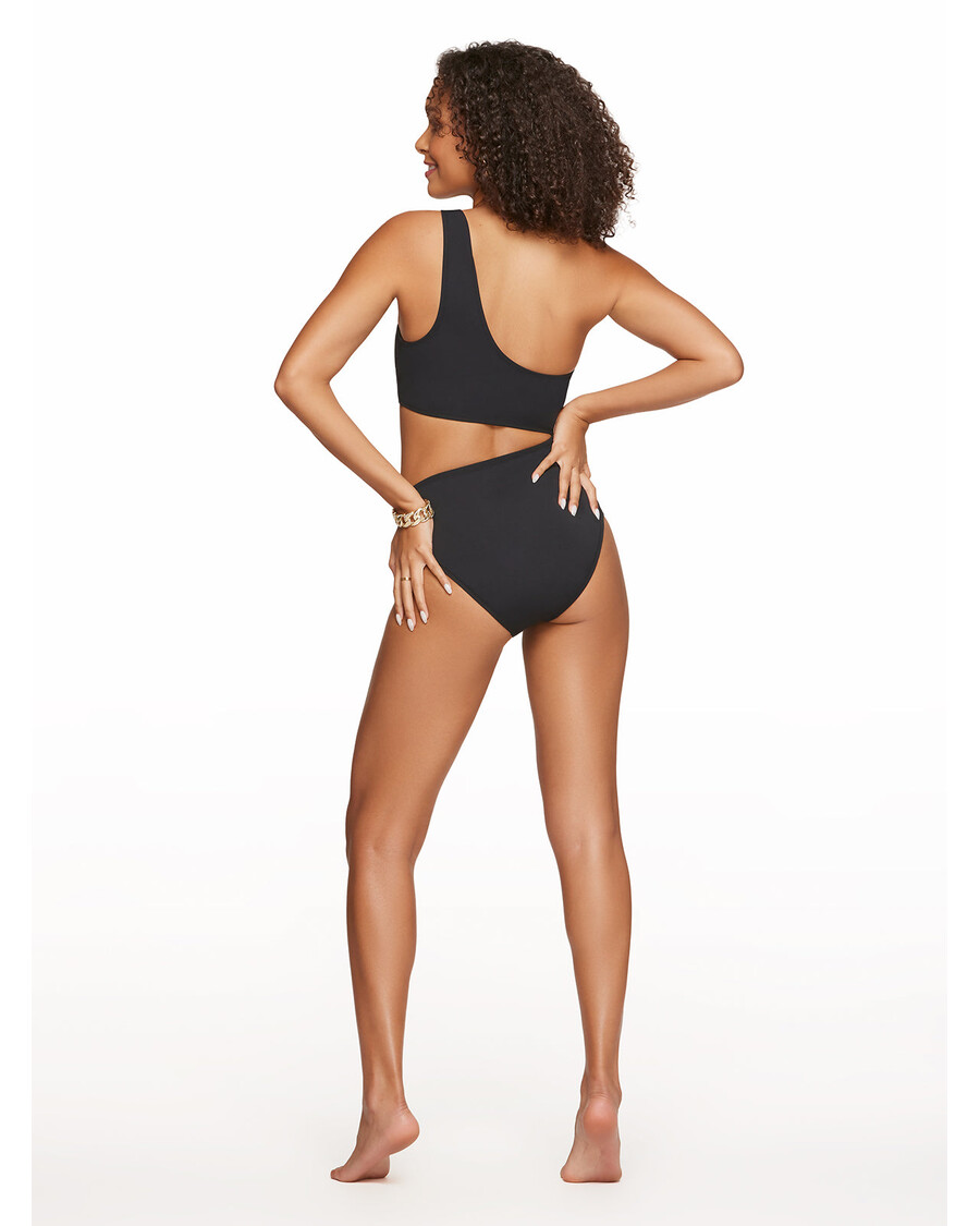 Jessica Simpson Solid Cut Out One Piece in Black
