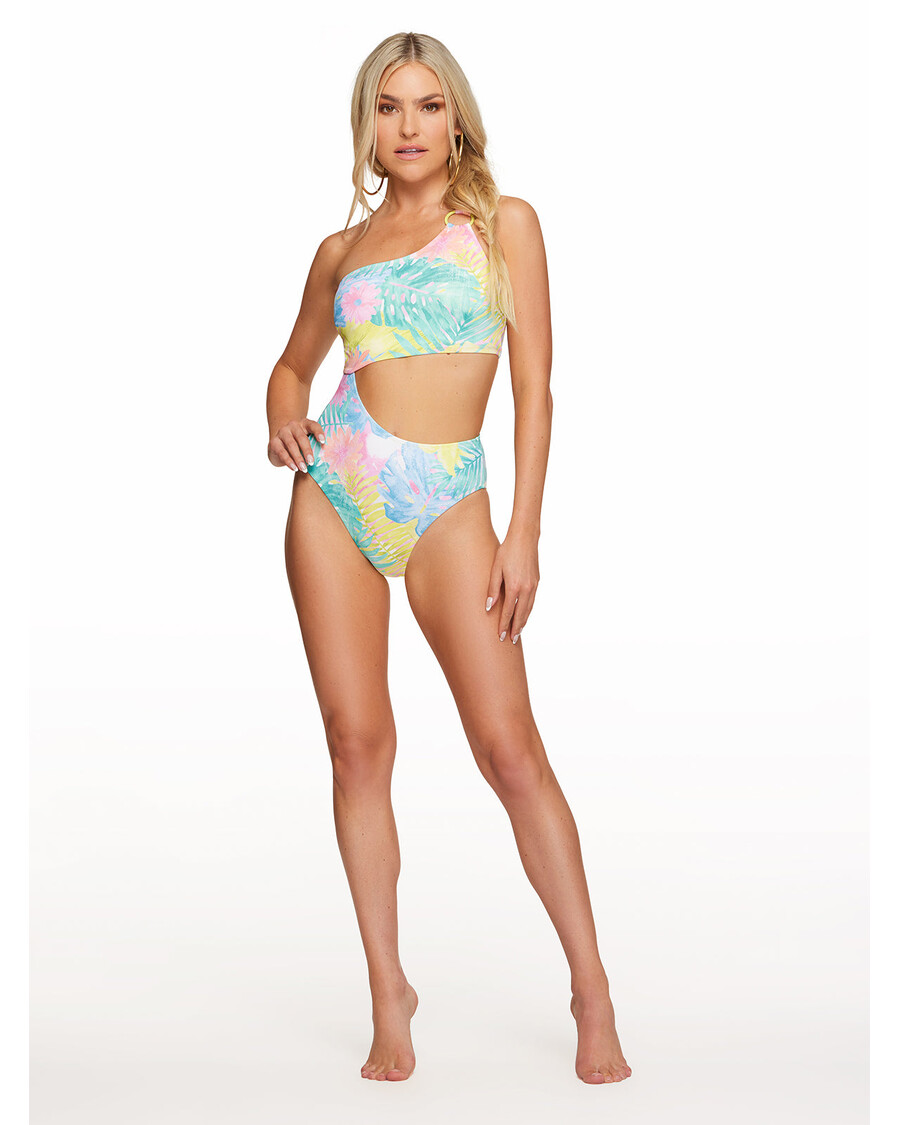 Jessica Simpson Side Cut Out One Piece in Pastel Shores