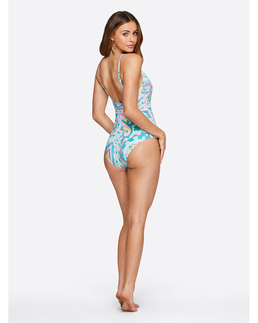 Jessica Simpson čipkasti Prednji Dio Jednodijelni U Paisley Partyju