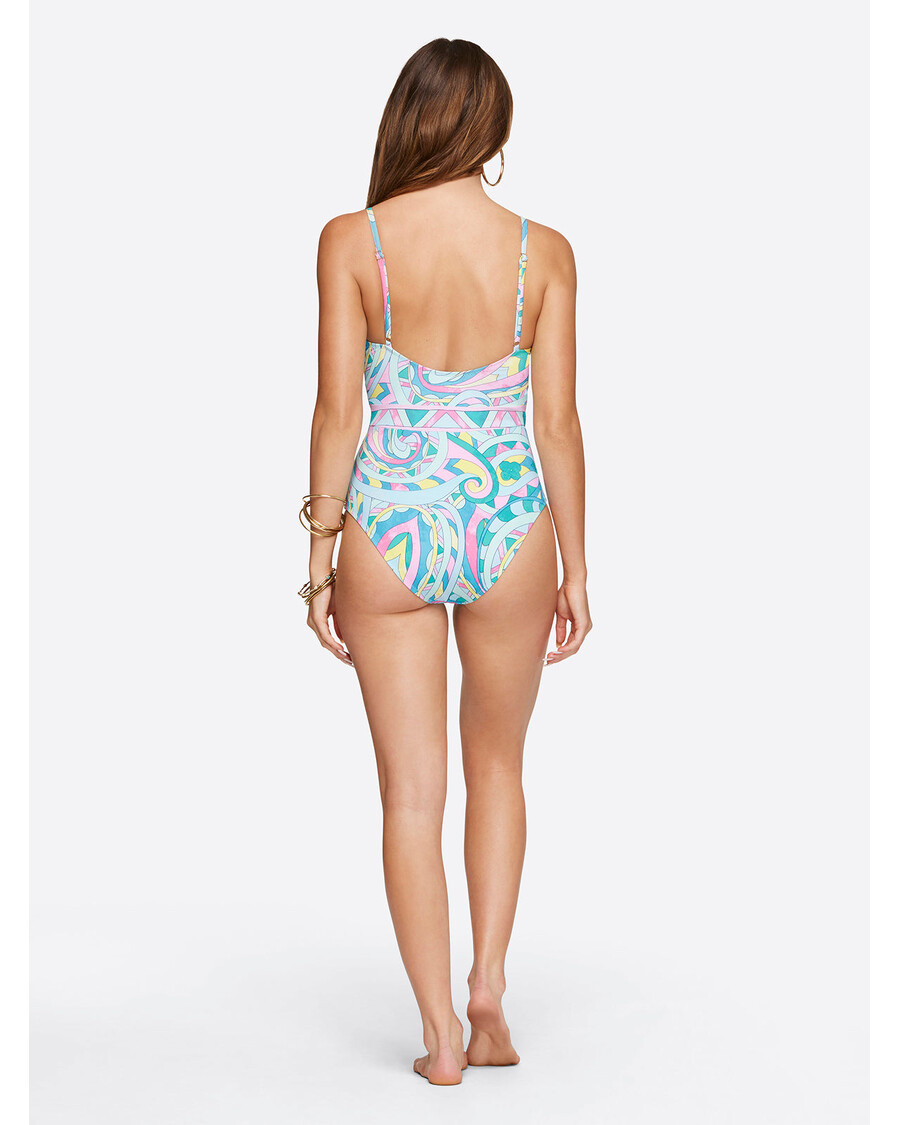 Jessica Simpson čipkasti Prednji Dio Jednodijelni U Paisley Partyju