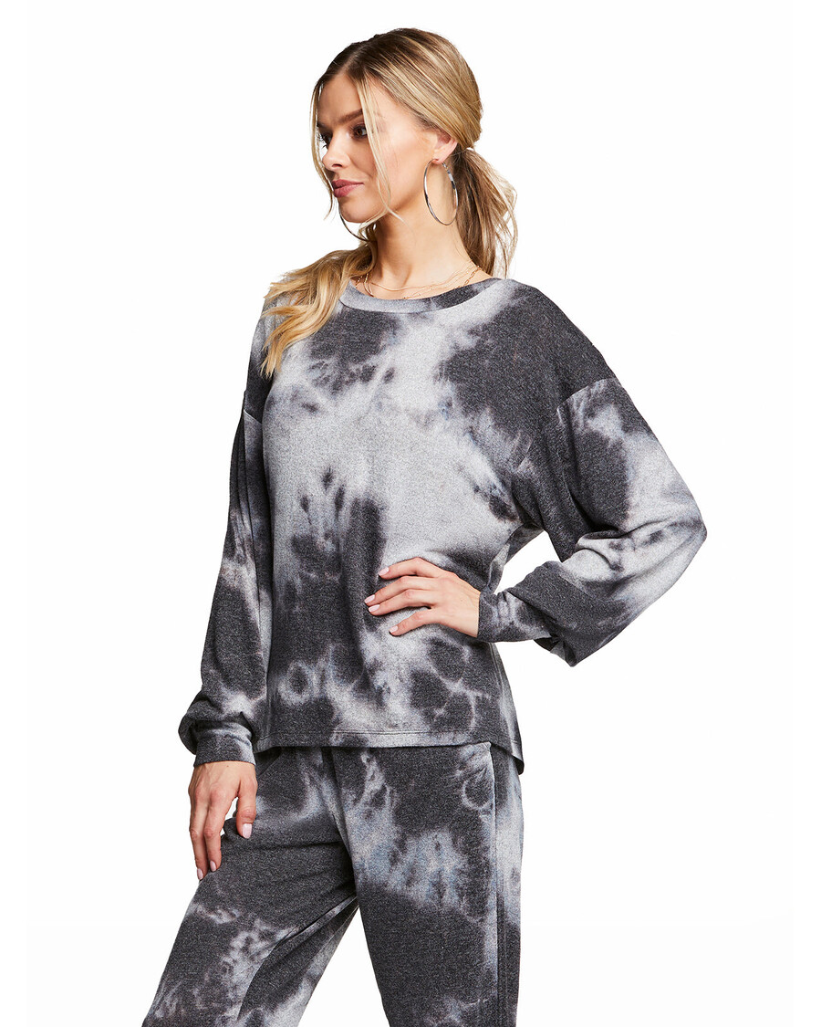 Jessica Simpson Rainey Tie Dye Top in Black Tie Dye