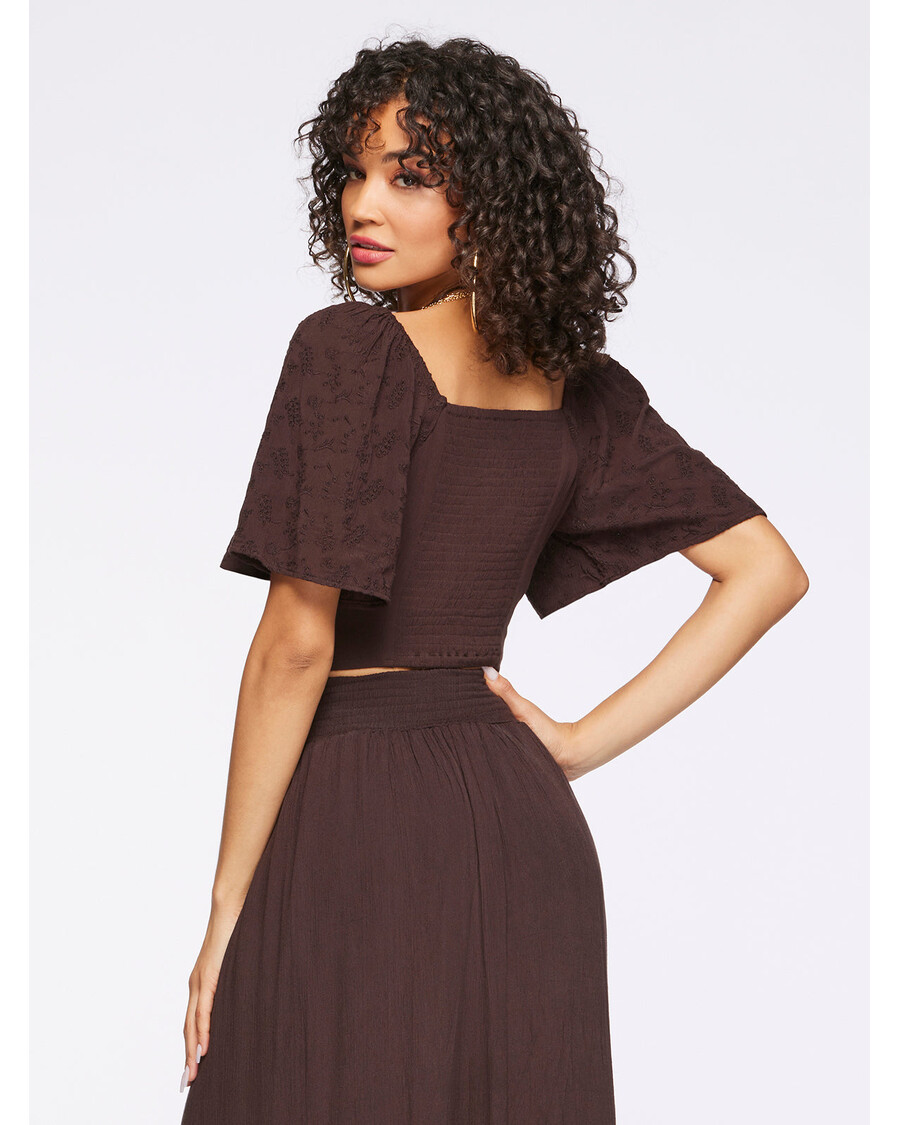 Jessica Simpson Kerrigan Crop Top בקפה