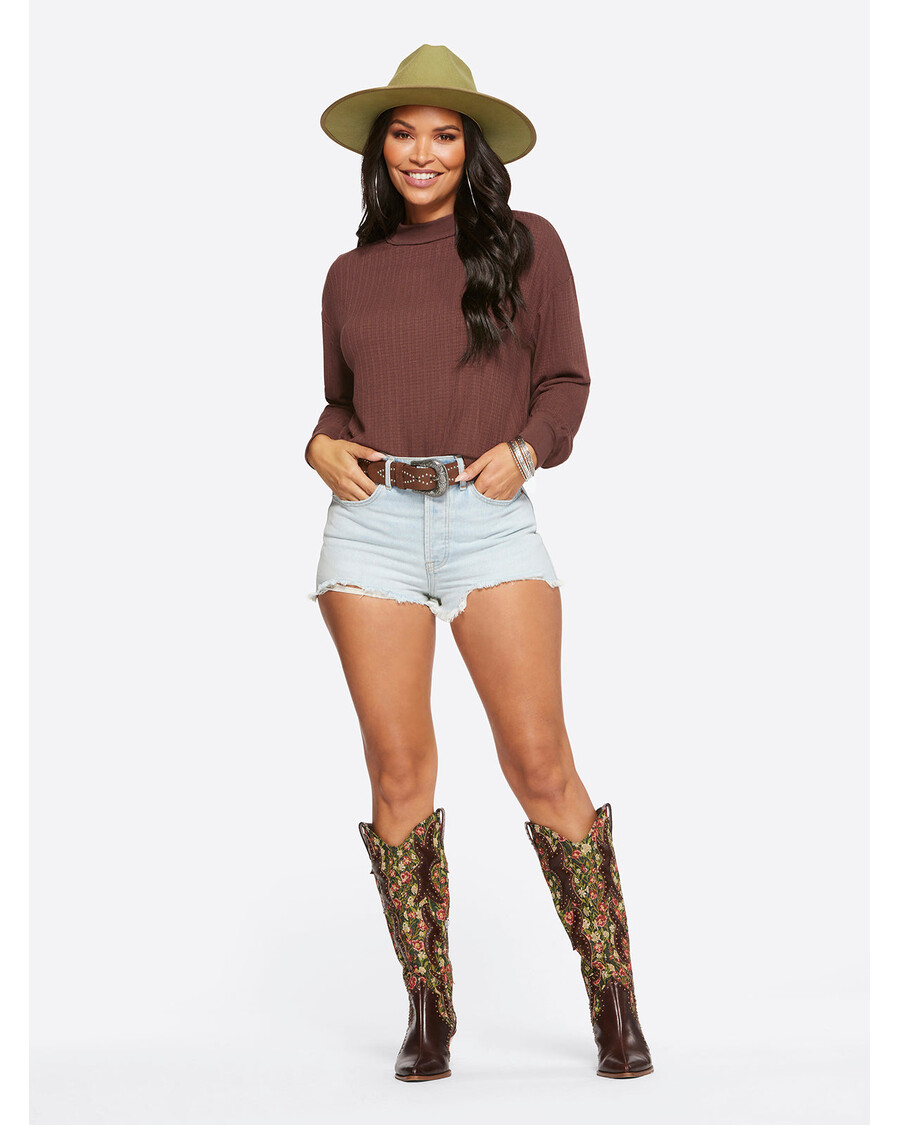 Jessica Simpson Preston Tee in Deep Mahogany