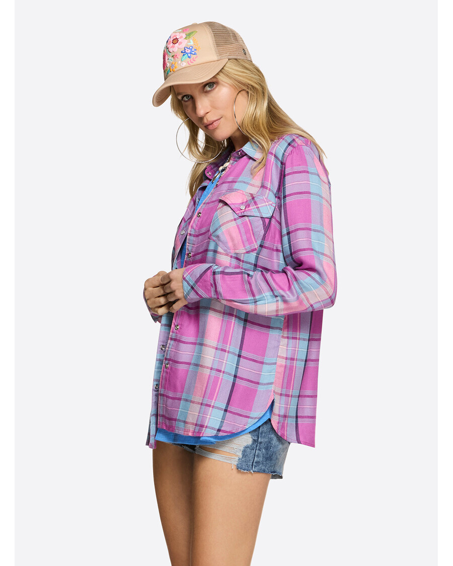 Jessica Simpson Petunia Shirt in Radiant Orchid Plaid