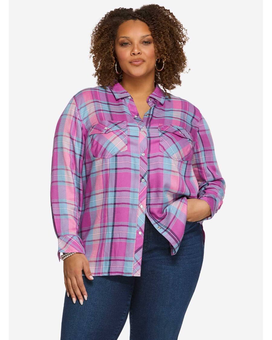 Jessica Simpson Petunia Shirt in Radiant Orchid Plaid
