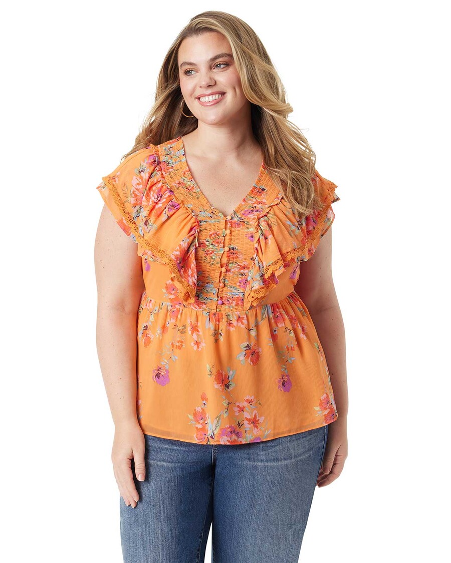 Jessica Simpson Nori Top in Watercolor Roses