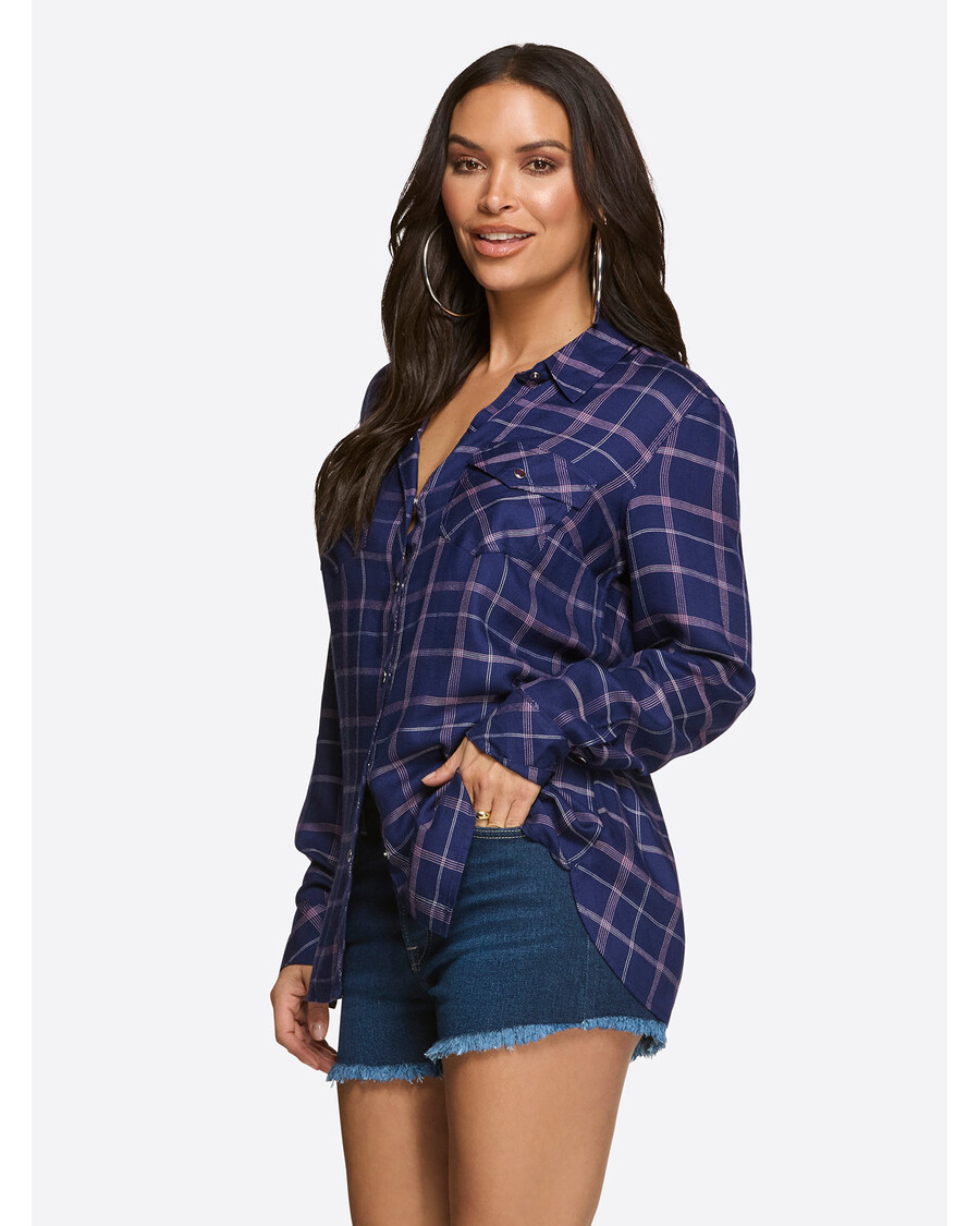 джесика симпсън петуния риза в карирана океанска пещера