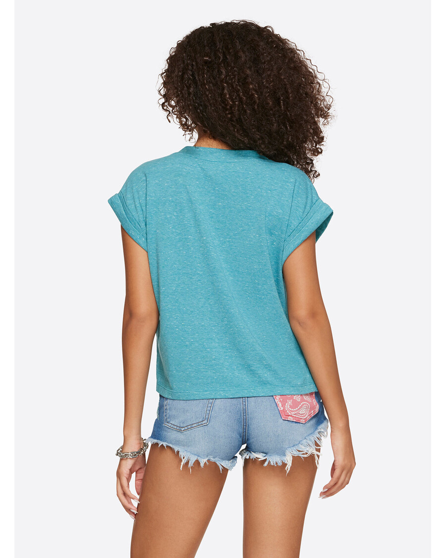 Jessica Simpson Hester Crop Tee in Pagoda Blue