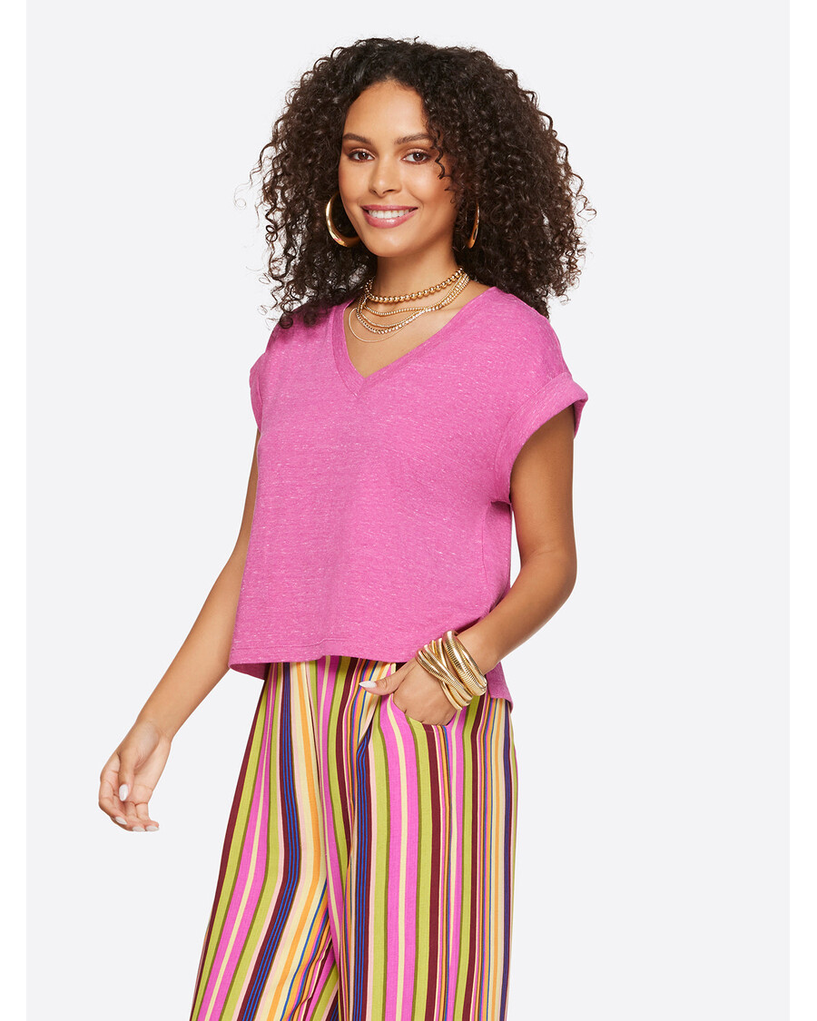 Jessica Simpson Hester Crop Tee in Rose Violet