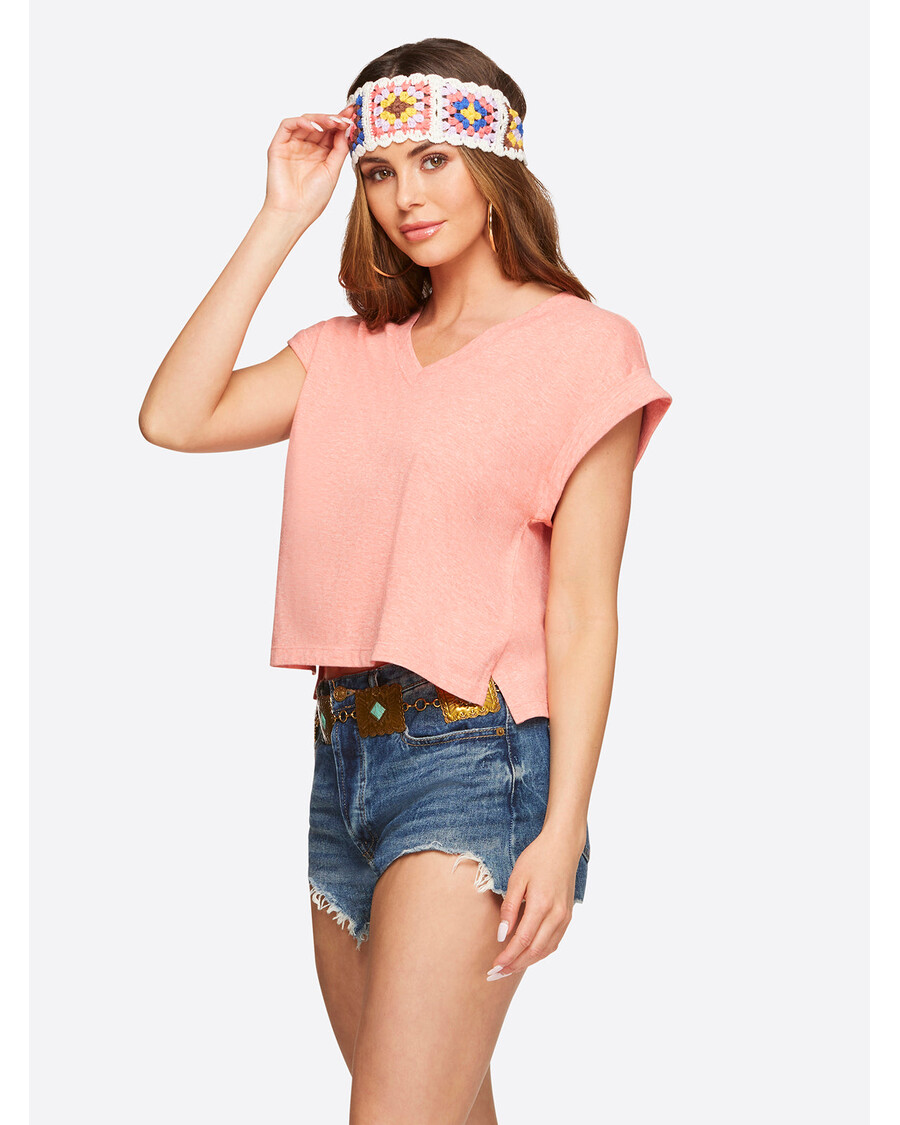 Jessica Simpson Hester Crop Tee in Shell Pink