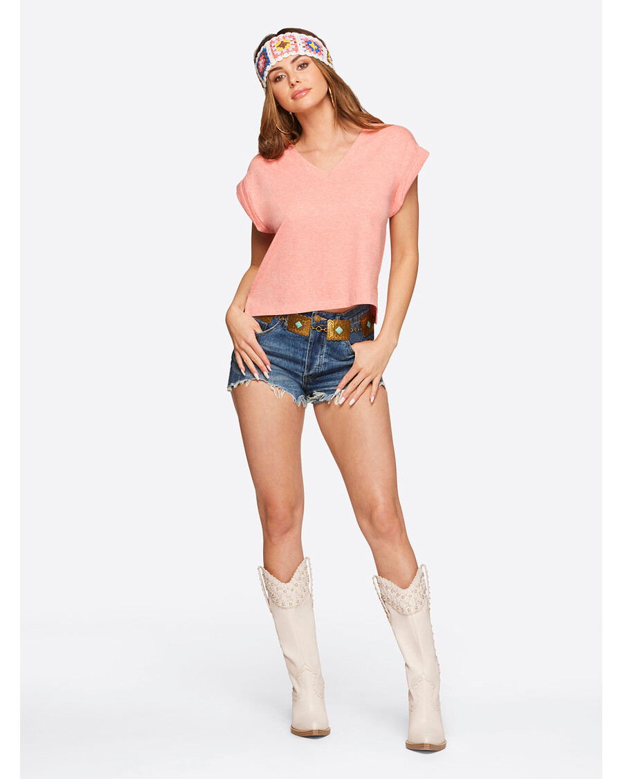 Jessica Simpson Hester Crop Tee in Shell Pink