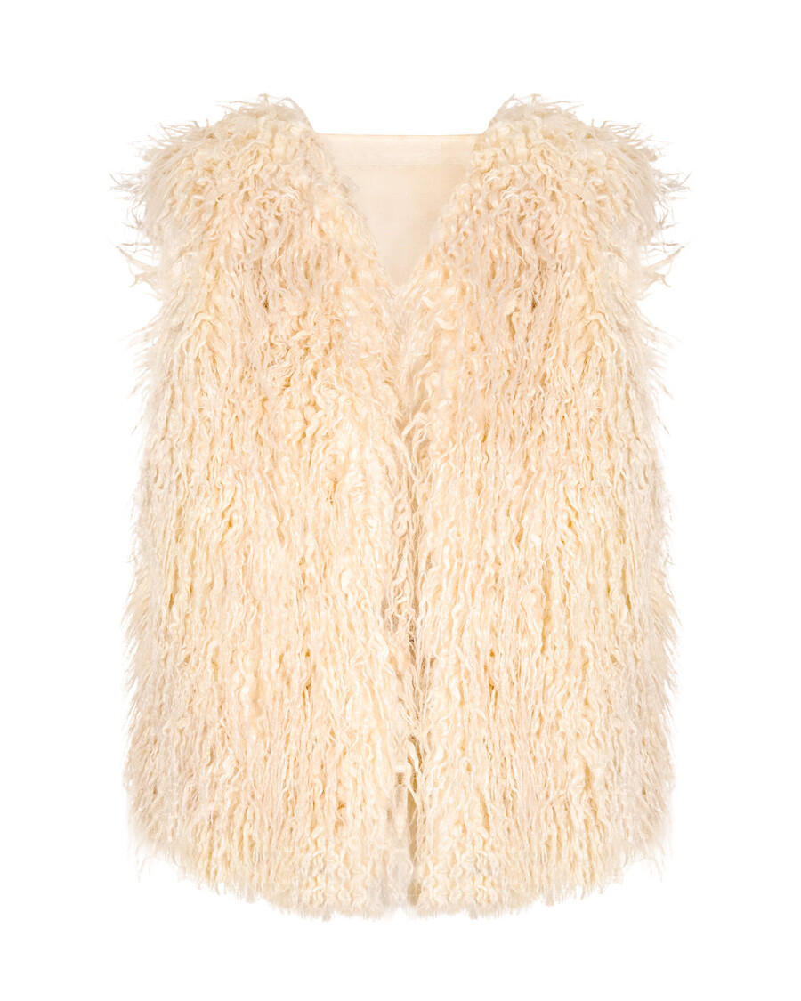 Jessica Simpson Fur Vest in Gardenia