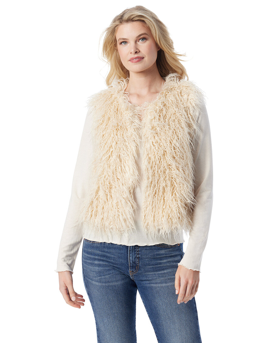 Jessica Simpson Fur Vest in Gardenia