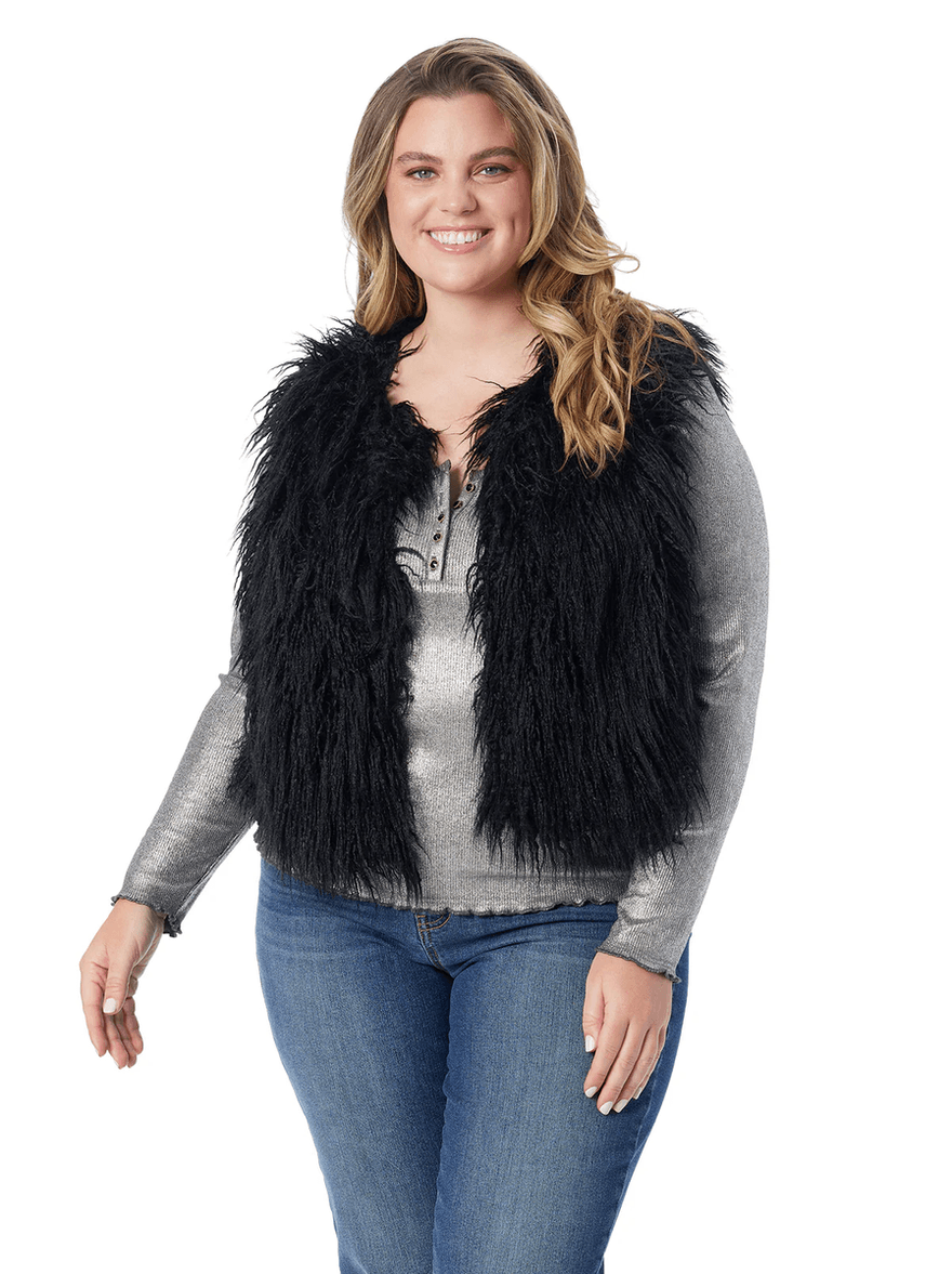 Jessica Simpson Fur Vest in Anthracite