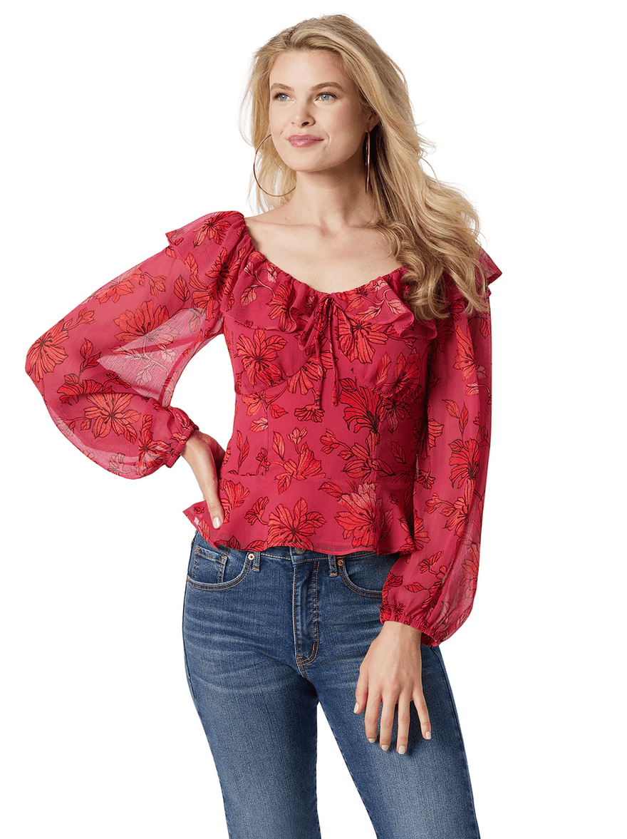 Jessica Simpson Aki Blouse in Outlines Blossoms Outlined Blossoms