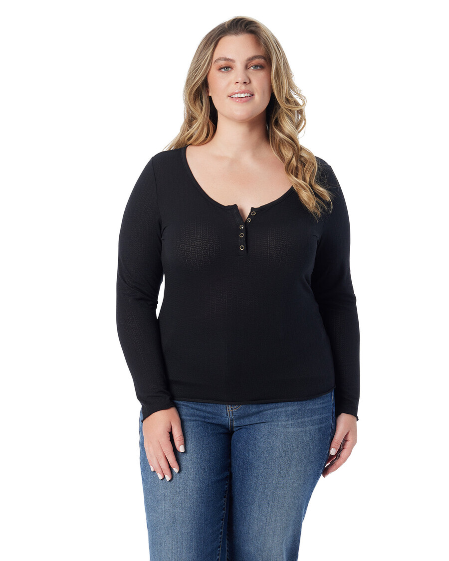 Jessica Simpson Tahani Henley Top in Anthracite