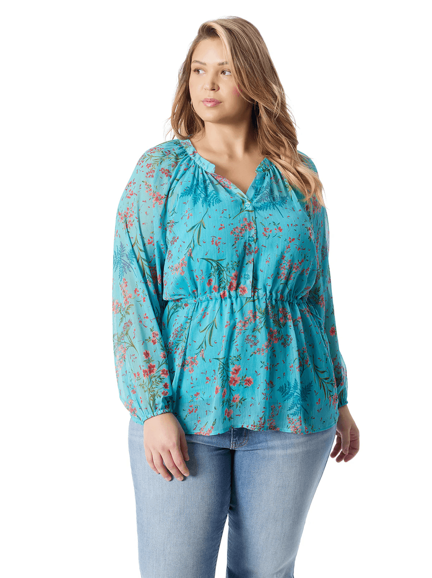 Jessica Simpson Micaela Blouse in Baltic-Field Floral
