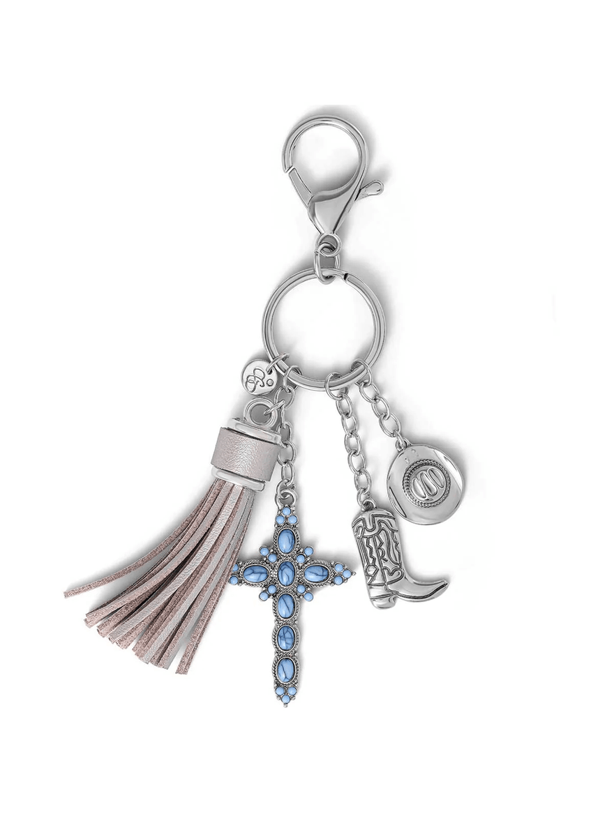 Jessica Simpson Turquoise Silver Charms Keychain