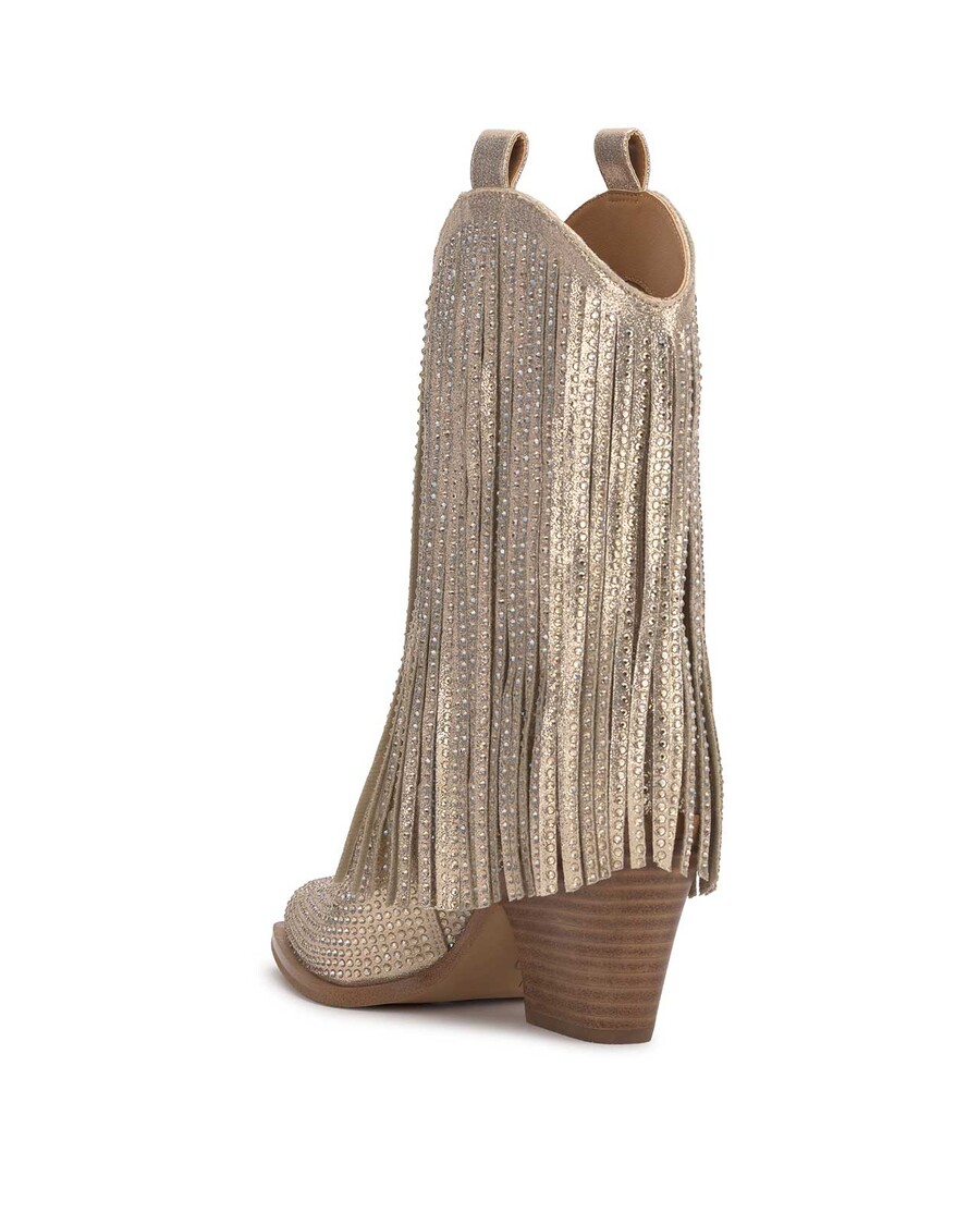 Jessica Simpson Paredisa Fringe Bootie in Champagne