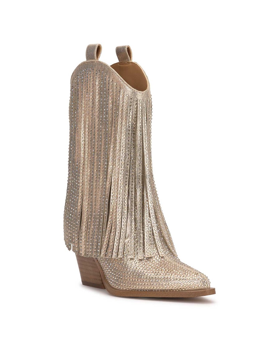 Jessica Simpson Paredisa Fringe Bootie in Champagne