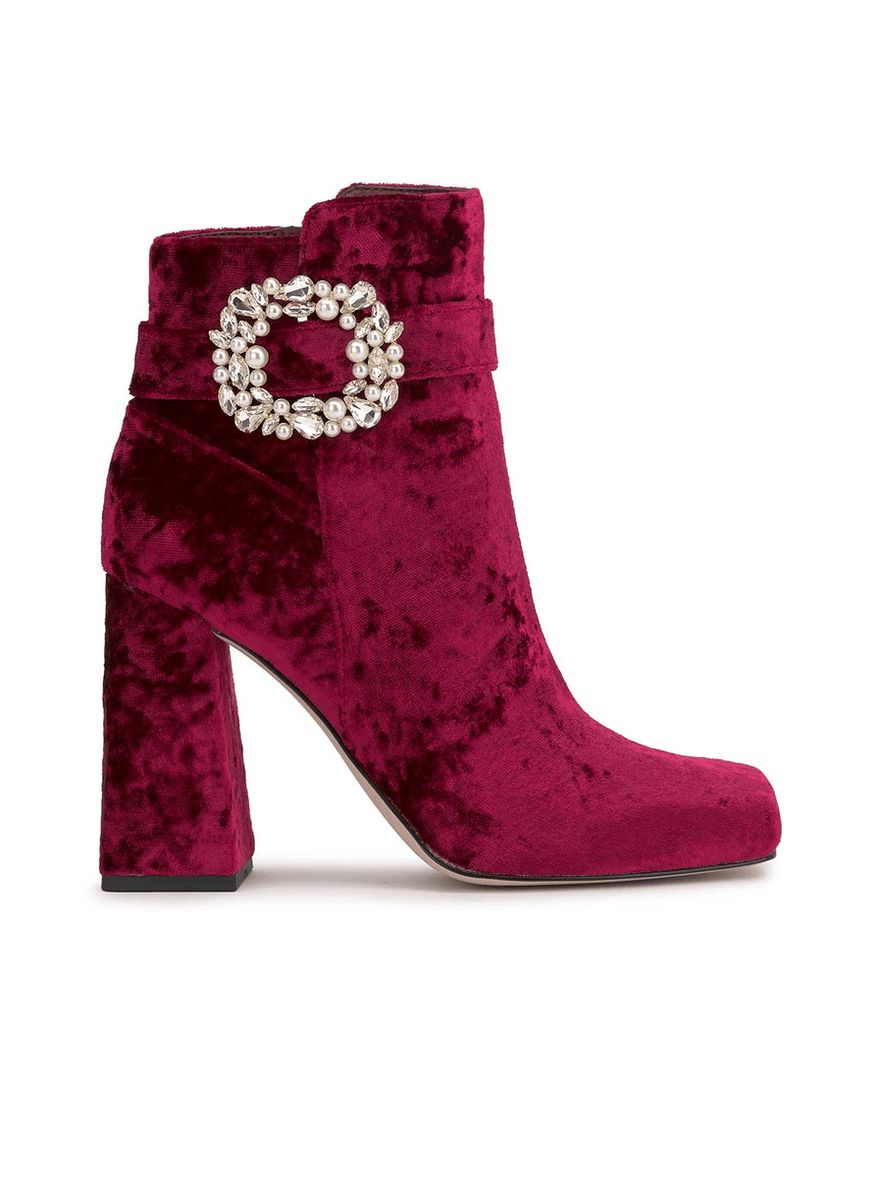 Jessica Simpson Luminna Block Heeled Bootie in Oxblood