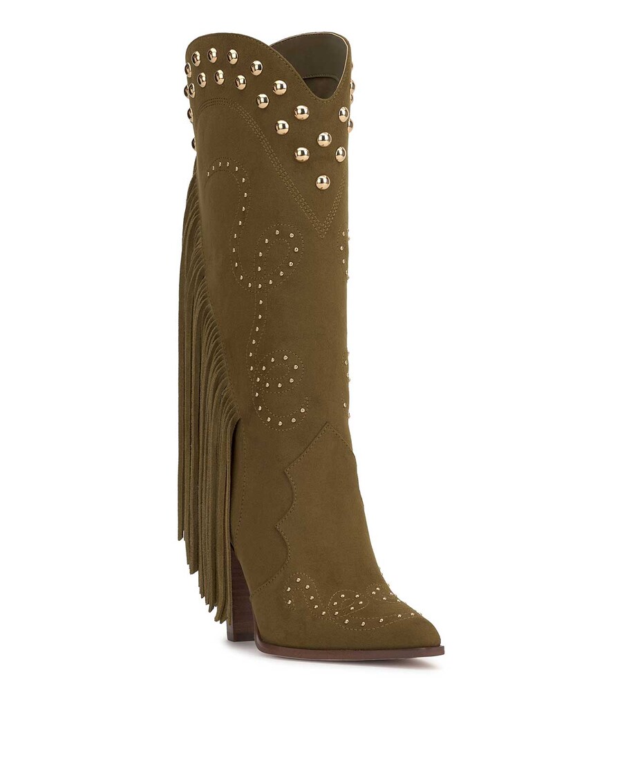 Jessica Simpson Rosera Studded Fringe Boot in Olive Green
