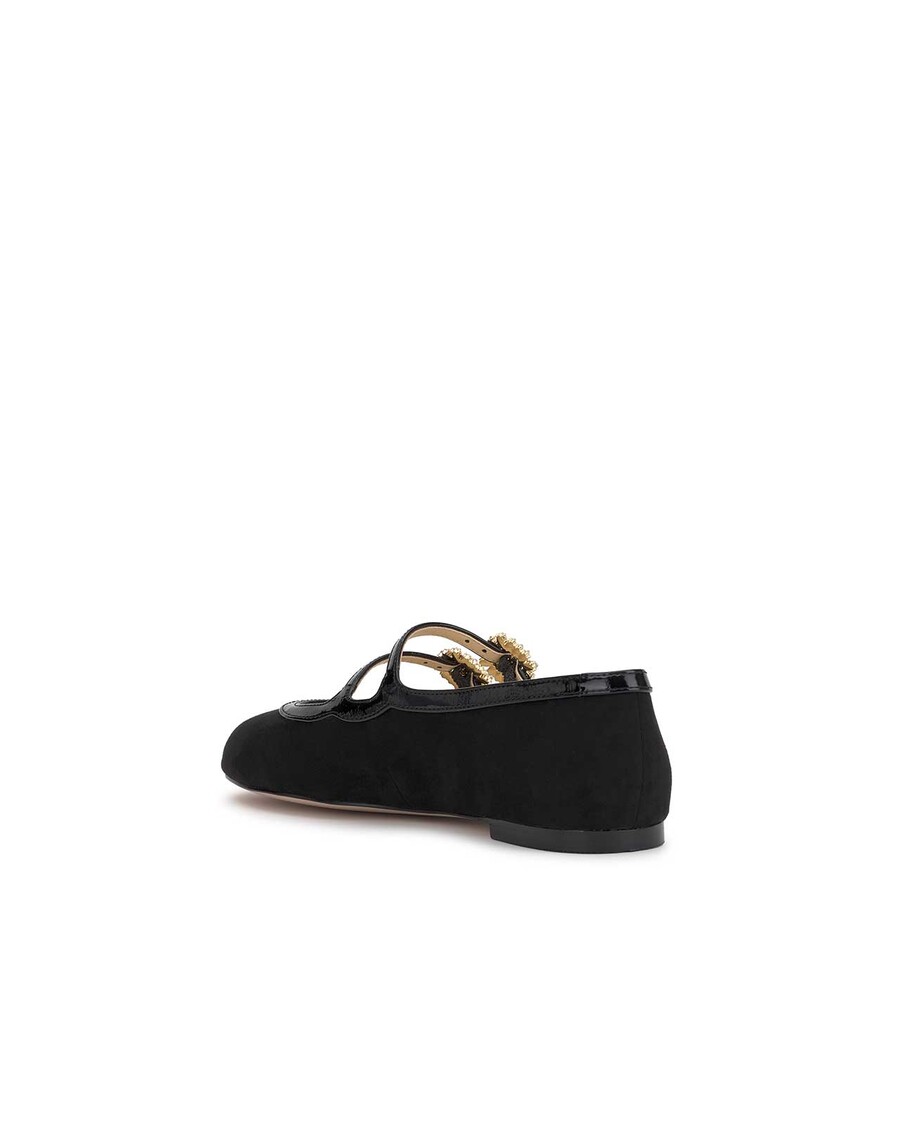 Jessica Simpson Allista Buckle Ballet Flat in Black Suede