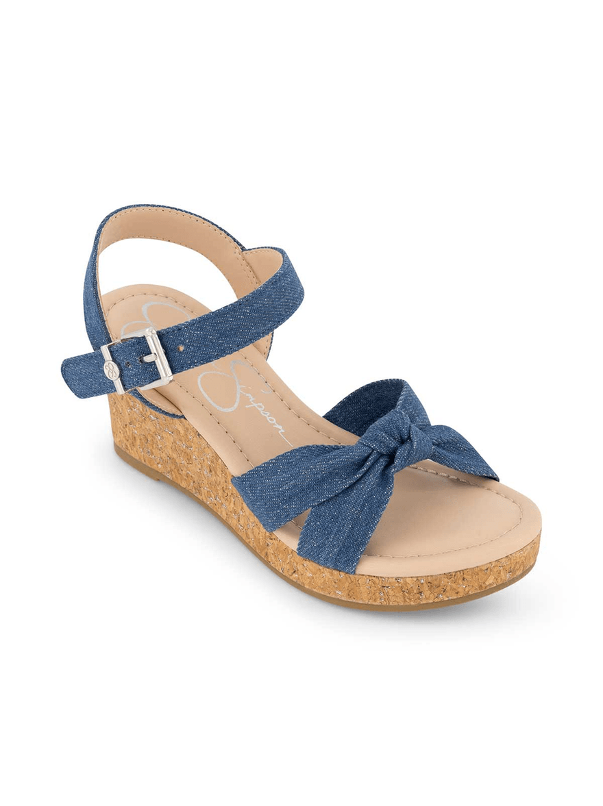 Jessica Simpson Girls' Asha Knot Wedge Sandals in Denim