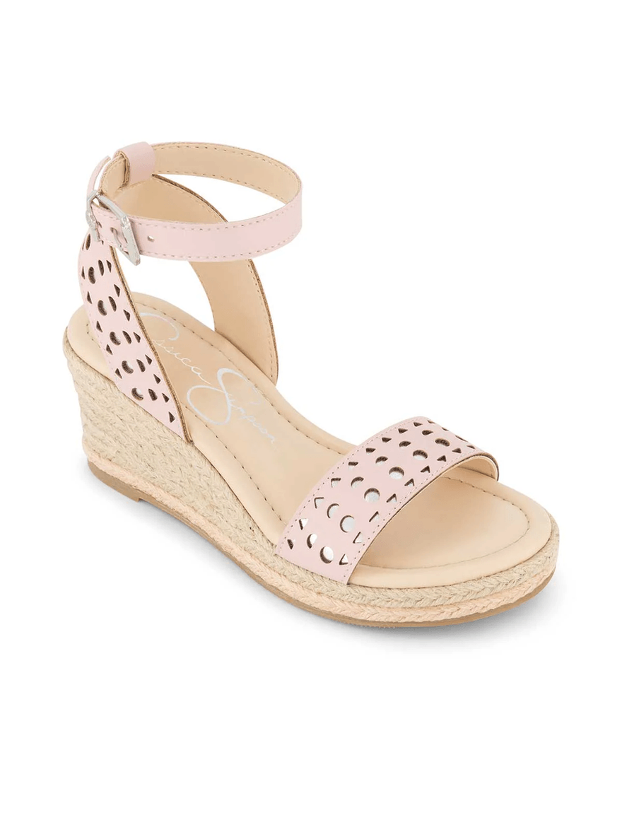 Jessica Simpson Girls' Asha Perforated Wedge Sandal in Blush
