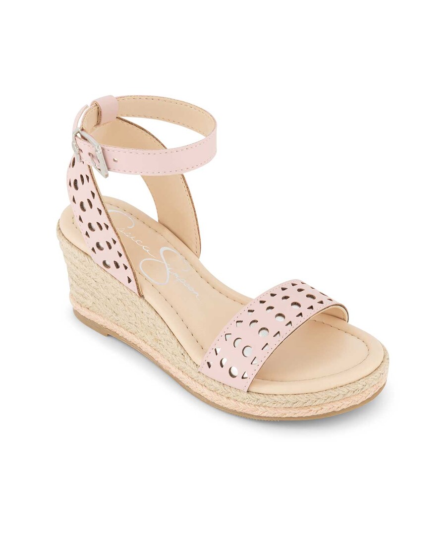Jessica Simpson Girls' Asha Perforated Wedge Sandal in Blush
